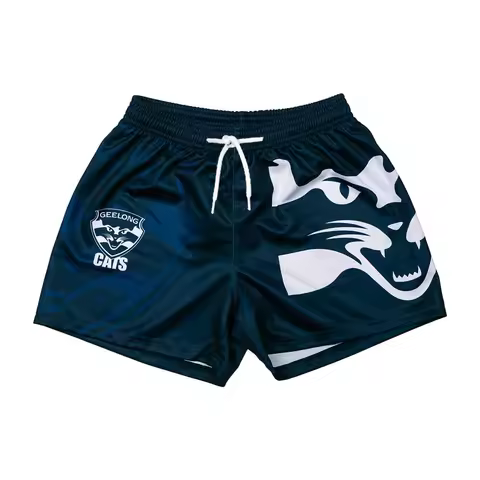 Mens Geelong Cats Baggy Sweatshorts 2025 Shorts Guernsey Australian Football Shorts Training Rugby B