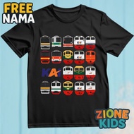 KAI Kids T-Shirt Full Series Locomotive & KRL | Zione Kids Train Lover Clothes - FREE NAME baju buda