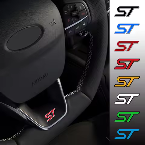 3D Aluminum RS ST Emblem Steering Wheel Center Console Sticker Decal for Kuga Explorer Edge Puma Bro