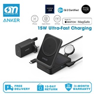 Anker B2557 MagGo Wireless Charging Station (Foldable 3-in-1) Qi2 Compatible with Magnetic 3-in-1 Wi