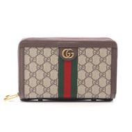 【二手】Gucci Ophidia 圓形長錢包，旅行收納包，GG Supreme，75161096IWT8745，米色/烏木色皮革/帆布，帶手柄，圓形長款錢包