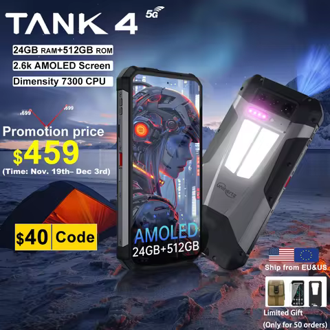 World premiere】Unihertz by 8849 Tank 4 Smartphone Built-in 720P Projector 5G Phone 24+512GB 11600mAh