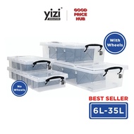 YIZI Stackable Transparent Storage Organizer Box with Wheels (6L - 35L)