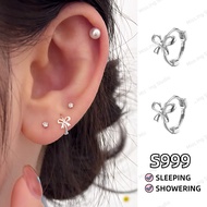S999 Silver Hollow Bow Hoop Clip Earrings Earring Clip On Earring Hypoallergenic Earring Korean Earr
