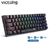 VictSing PC335 60% Wireless Mechanical Gaming Keyboard Bluetooth RGB Backlit Rechargeable Ultra-compact Keyboard with Blue Switches