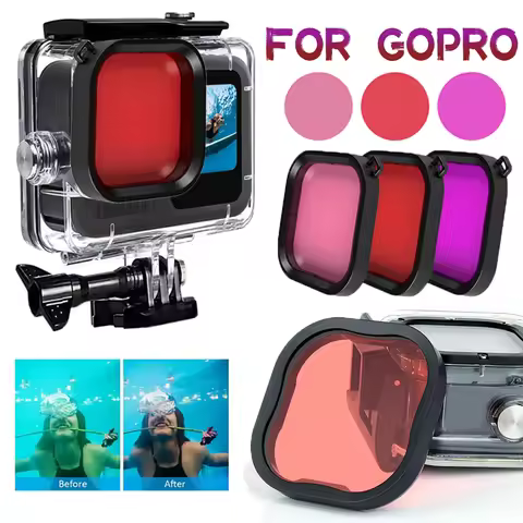 1/4pcs Pink Red Color Filters Kit for GoPro 13 12 11 10 9 for Go Pro Lens Cover&Camera Color Filter