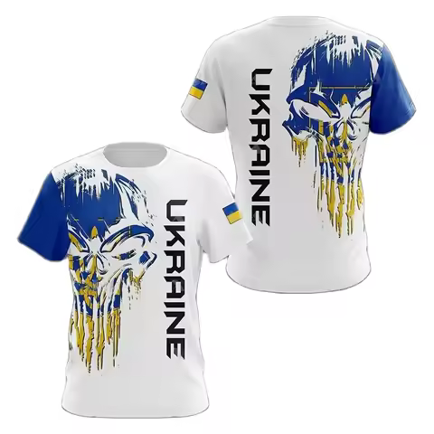 Ukraine Flag Shirt Men's T-Shirt Tops Ukrainian Army Camouflage Short Sleeve Jersey Summer O-Neck Ov