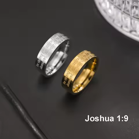 Jeshayuan Bible Verse Joshua 1:9 Ring Be strong And Courageous Scripture Ring Religious Christian Wo