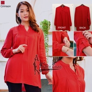 KATUN MERAH Blouse Rayon Red - Red - Crimson - Rayon Cotton Blouse - Fathin Basic - Tanahabang Colle