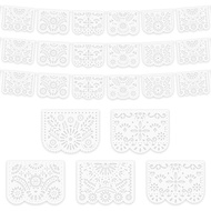 MARFOREVER White Papel Picado Banner, 20 Ft Cinco De Mayo Decoration Plastic White Mexican Banners f