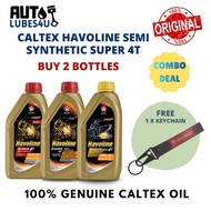 [2 Bottles] Caltex Havoline Super 4T Semi Synthetic Motorcycle Oil 10W40 / 15W50 / Scooter 10W40 : (
