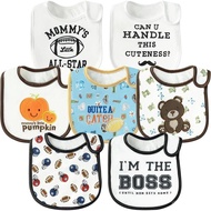 7Pcs Cotton Waterproof Baby Bibs Hook Loop Closure Newborn Bib Keepsake Baby Gift for Drooling Feedi