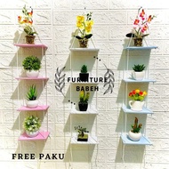 Mini furniture, 4-tier hanging shelf, modern mini wall shelf, hanging shelf with mini rope, mini wal