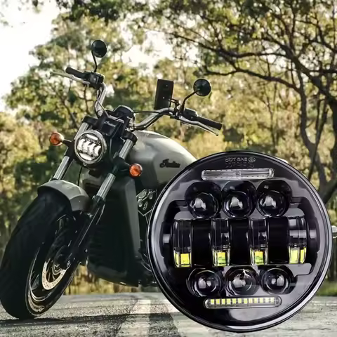 1PC 5.75 inch LED Projector DRL Headlight 66W Motorcycle Hi/Lo Beam White Halo Ring Angle Eye DRL He