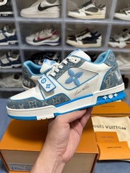 LV TRAINER 白藍牛仔 魔鬼氈 魔術貼 EU45 US11