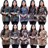 Blouse Batik Atasan Batik Wanita Lengan Panjang Burung Cendrawasih