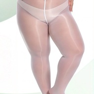 1 Pair Plus Size 0XL-2XL Women Glossy Sheer Pantyhose, High-Waist Nylon Tights, Solid Color, Hand-Wa