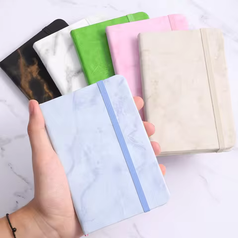 Pocket notebook - A6 portable mini strap notebook, 200 pages, suitable as a gift for men and women, 