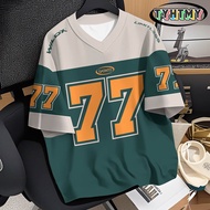 【 Number 77 Dry jersey Custom name 】 Korean style couple shirt for Unisex Baju T shirt Lelaki Peremp