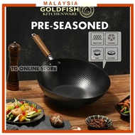 【GOLDFISH】Japanese style Pre-Seasoned Wok Non stick Wok Frying Grill Pan / Pre-Seasoned Wok / Kuali Besi/ Kuali / 老铁锅