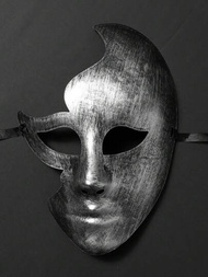 面具舞會面具,半臉威尼斯派對面具,使用古董金色和銀色和鑽石裝飾(中性)