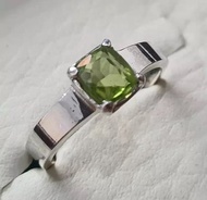 天然橄欖石男戒 925 純銀手工高品質橄欖石戒指