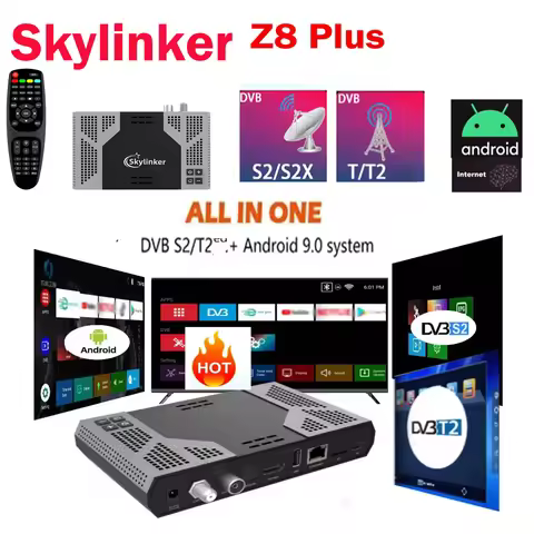 Skylinker Z8 Plus Hybrid Android9 OTT+ DVB-S2+DVB-T2 HD 4K TV Box FTA Hγ265 2+16GB 5G Wifi BT4.2 vs