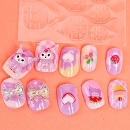 Cute Pre-glued Kitty, Kuromi, Pochacco, Labubu, Pony Cartoon Nail Stickers for Girls Fake Nails Pres