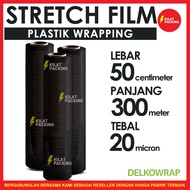 PLASTIC WRAP - BLACK STRETCH FILM - DELKOWRAP - 50CM X 300M UNIT