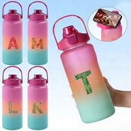 Motivational Gradient 2000ml Water Bottle Large Plastic Tumbler 2L Hydration Jug For Gym & Sports