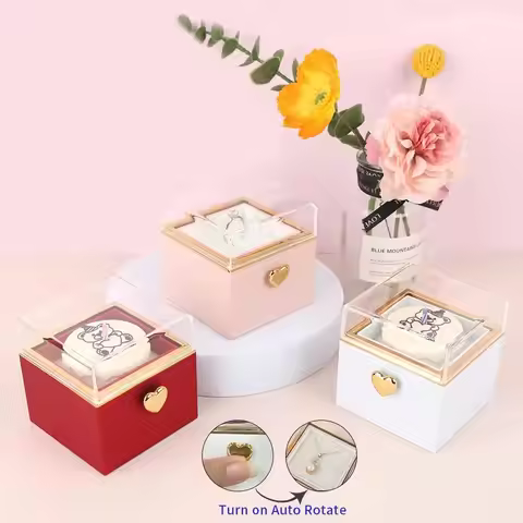 Creative Bear Flip Ring Box Creative Surprise Jewelry Box Mini Cake Automatic Flip Ring Case for Gir