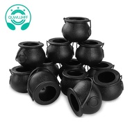12Pcs Mini Black Cauldron with Handle Halloween Mini Witch Cauldron Halloween Pot Candy Holder for H