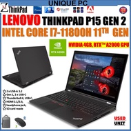 Lenovo ThinkPad P15 Gen 2 -  i7-11800H 11th Gen 32GB RAM 1TB SSD GPU  NVIDIA 4GB, RTX™ A2000 15.6"FH