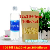 100 cái túi zip thực phẩm MIS nhiều kích thước Túi giấy zip kraft vàng có cửa sổ tràn viền đáy đứng