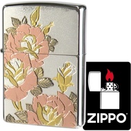 Zippo Oil Lighter with Flint and Special Sticker, Etched Plate, Rose, Silver ZIPPO, Dentchuban, Rose