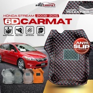 HONDA STREAM ( 2008 - 2015 ) 6D CAR FLOOR MAT CARMAT 6D PREMIUM LUXURY PU LEATHER CARPET KARPET KERE
