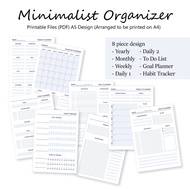 Planner Organizer Printable PDF Files - Minimalist Journal Design A5 size (Prints on A4 paper) bulle