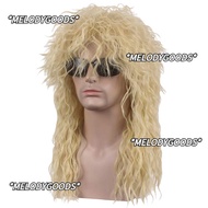 MELODG Halloween Party Cosplay Wig, Fluffy Curvy 70s 80s Rockstar Wig, Long Punk Cosplay Rockstar Ac