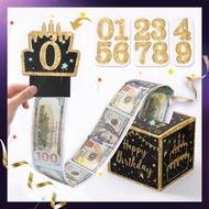 【Local Stock】30Pcs Black Gold Birthday Money Box Cash Gift Pull Surprise Gift Box for Parents Kids F