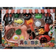 Set Dapur Mainan Kanak Kids Role Play Cooking Play House Kitchenware Cutlery Fish Vegetable Cutting 