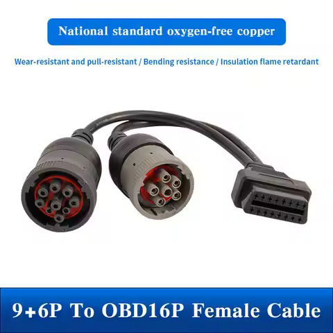 For Deutsch Y 9Pin J1939 Truck Cable to OBD2 16Pin Female Adapter J1708 OBD 6Pin Cable for Car Truck