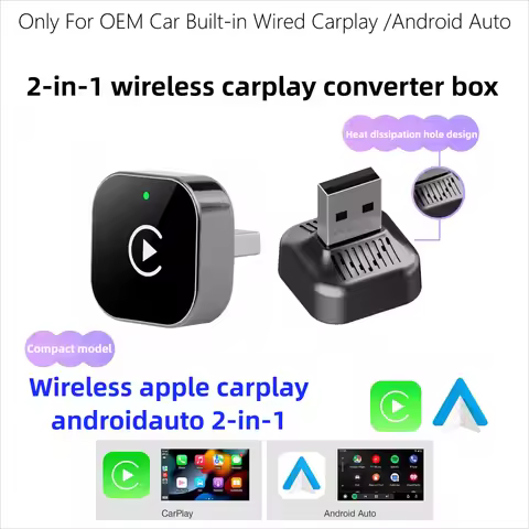 NEW 2in1 Wireless CarPlay Mini Android Auto Box Plug&Play Automatic Connection Compatible with 99% o