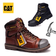 Caterpillar รองเท้าหนังวัวแท้รองเท้าความปลอดภัยเท้าเหล็ก CAT บุรุษรองเท้าทำงานป้องกันการทุบรองเท้ากลางแจ้งรองเท้ารถจักรยานยนต์