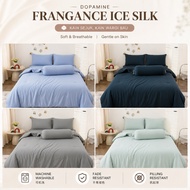 2500tc Dopamine Frangance Ice Slik Material Bedsheet Cadar Premium Fitted Bedsheet V Comforter