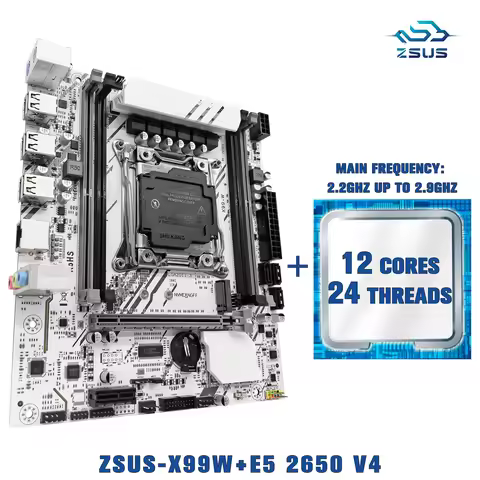 X99-W ZSUS Motherboard Set Kit With LGA2011-3 Xeon E5 2650 V4 CPUMemory NVME M.2 SATA