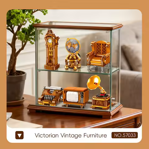 Retro Furniture MOC Model Bricks Toys Home Decoration Typewriter/Phonograph/Sofa/TV/Clock Building B