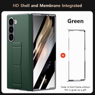 LANGSIDI Leather Phone Case for Samsung Galaxy Z Fold 6 5 Fold6 Fold5 Magnetic Wrist Strap Stand Bac