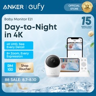 ANKER eufy E21 Baby Monitor 4K UHD with 8x Zoom Hybrid Monitoring with AI Detection 24/7 Recording w