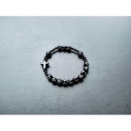 G1650 LUXURY CATHOLIC BLACK CROSS PEARL ROSARY BRACELET