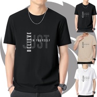 2025 New Vitality Korean Fashion Solid Color Simple Printed Men'S Round Neck Short Sleeve Casual T-S